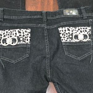 Mi-Jeans Stretch Jeans Leopard Accent Rhinestones